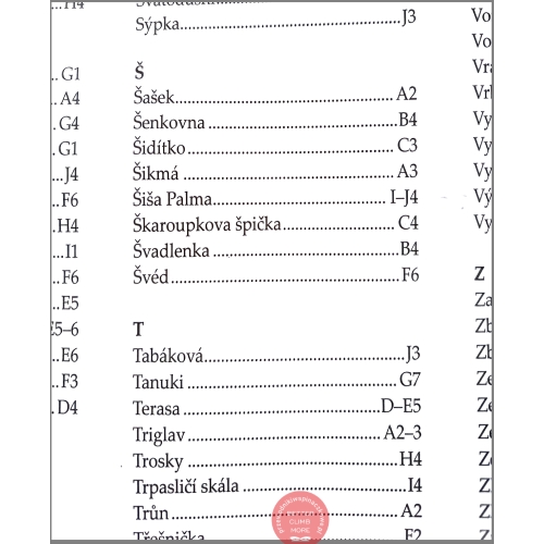 Ostasz (Czechy) - orientacyjny plan skał i masywów