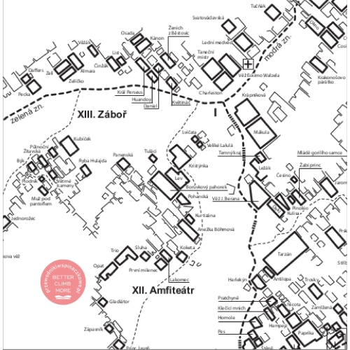 Teplickie Skały (Czechy) - orientacyjny plan skał i masywów