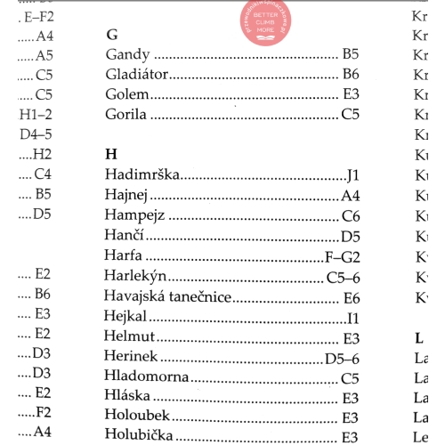 Teplickie Skały (Czechy) - orientacyjny plan skał i masywów